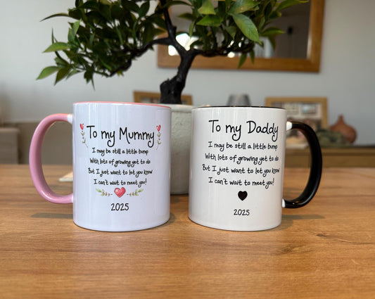 To Mummy Daddy from Bump - Perfect Gift for Expecting Parents - Birth Announcement Mug Set, 2025, 2026, parents to be, new parents