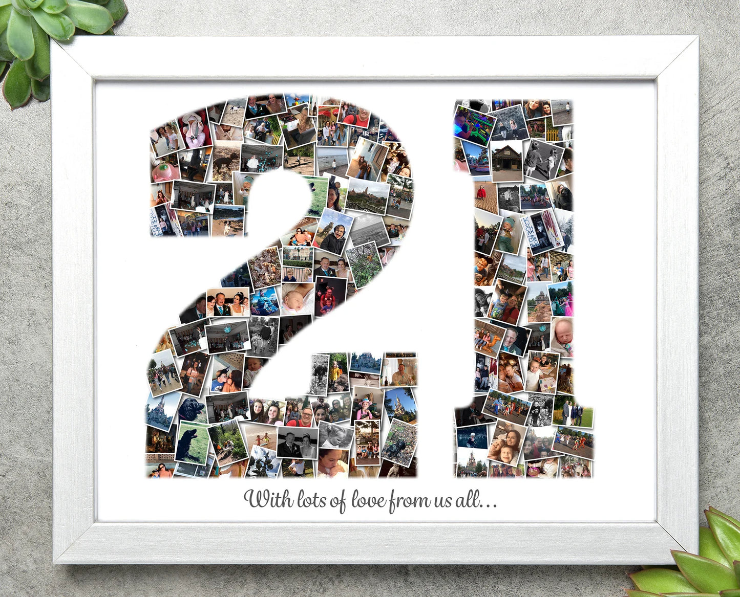 Number Photo Collage: 21st Birthday Gift, Anniversary Print, special birthday, gift for big birthday, photo gift
