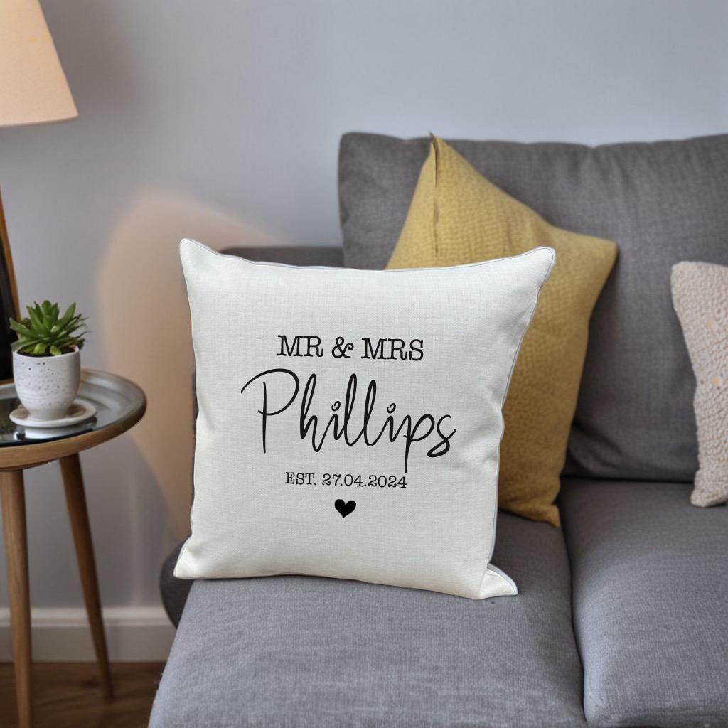 Wedding gift, wedding couple, wedding cushion, mr and mrs, simple wedding, anniversary gift, couple gift, marriage gift