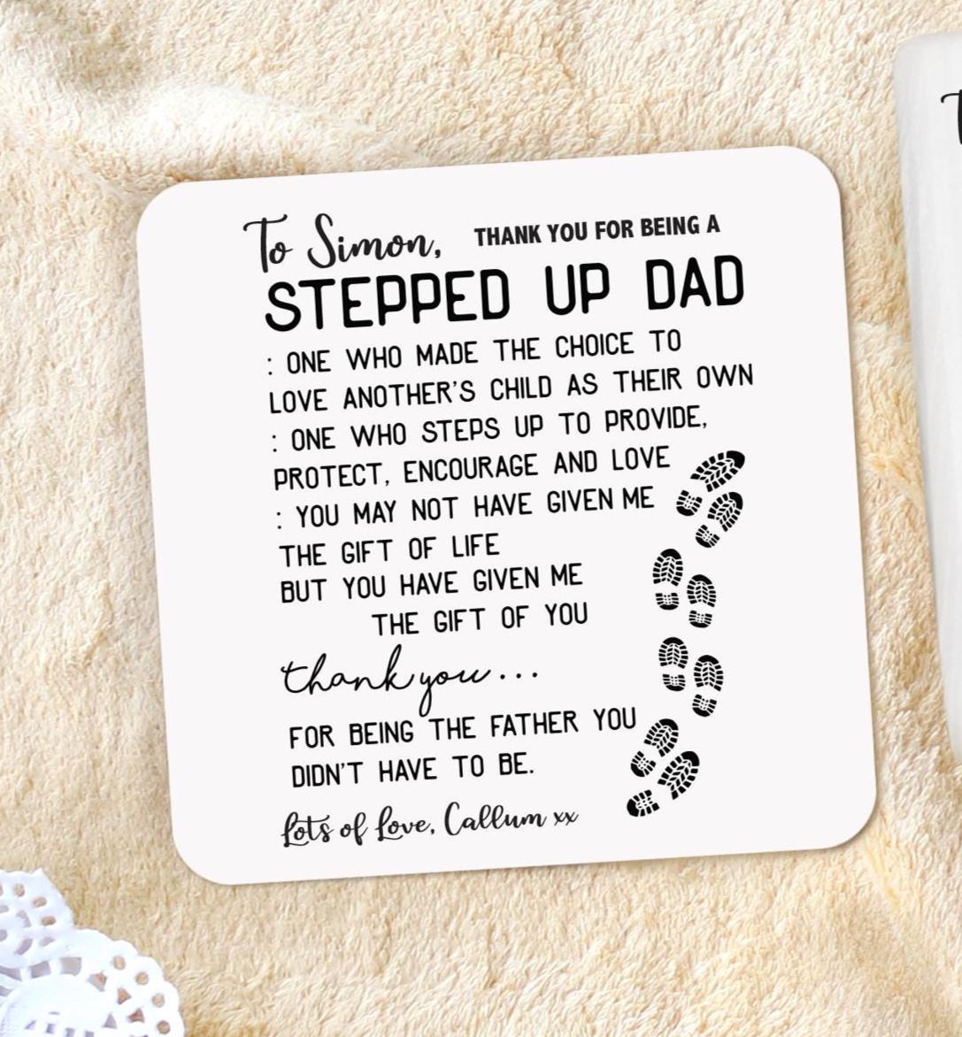 Stepped up dad, step dad gift, step father, step dad quote, gift for step dad, step dad mug, father's day step dad