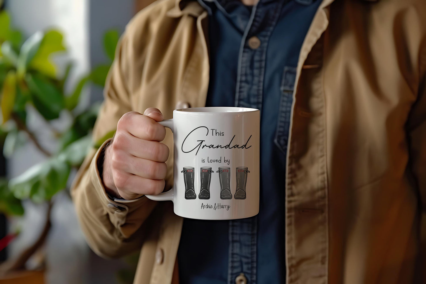 Personalised welly mug, wellington, best dad, daddy loved by, dad belongs to, father gift, gift for grandad, gift for uncle, gift for him