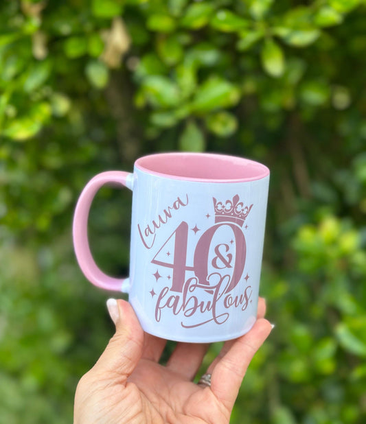 40th birthday mug, 40 birthday gift, fabulous at forty, forty quote, personalised 40 mug, personalised mug for her, 40 quote