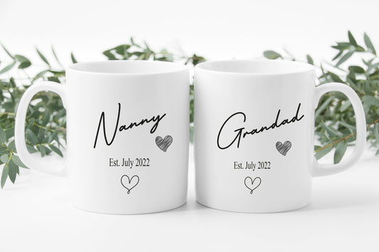 Personalised Grandparent Mugs: New Grandparents Gift, for expectant grandparents, birth announcement, grandchildren, grandparents gift