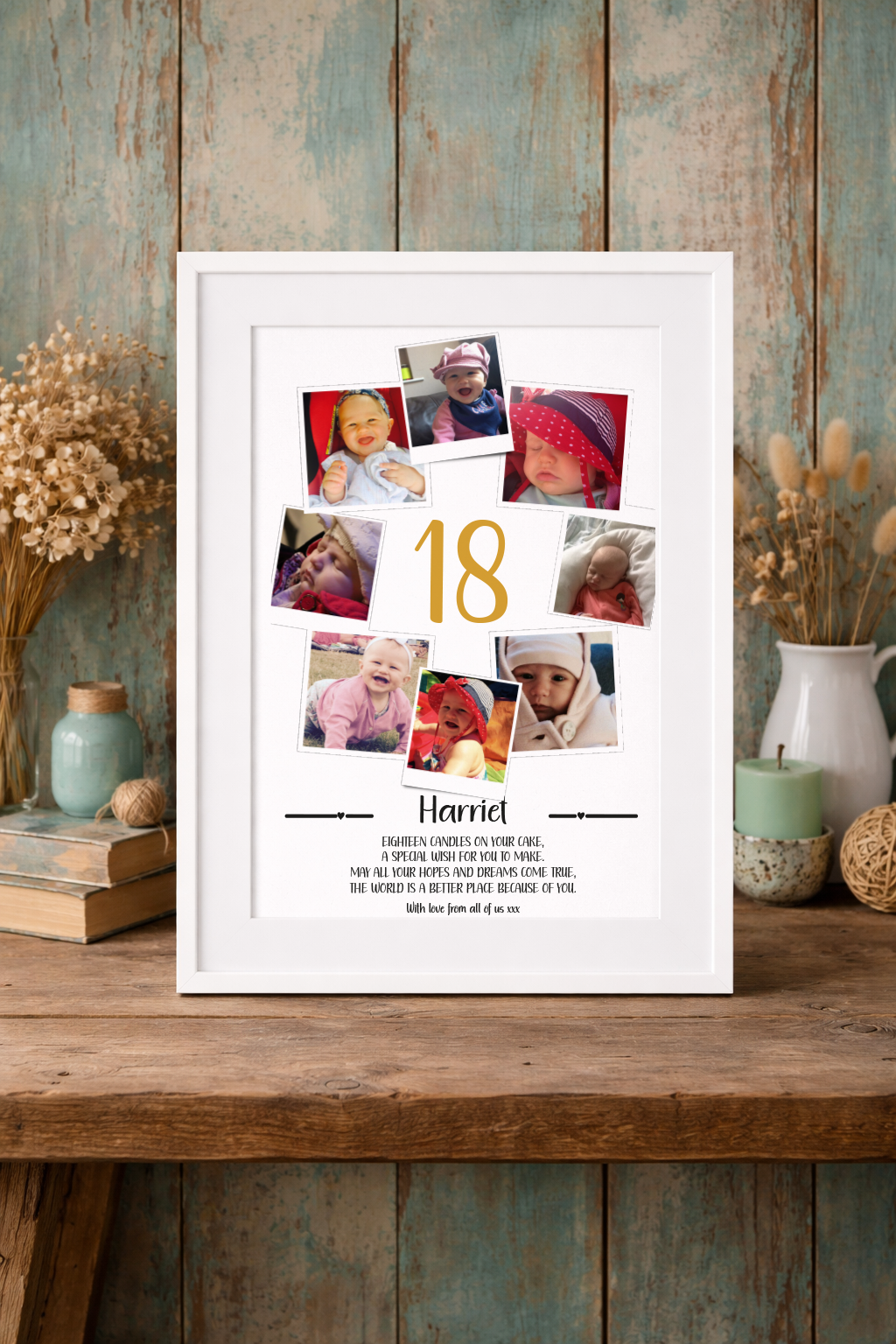 Personalised 18th Birthday Photo Collage Print, Milestone Gift Frame