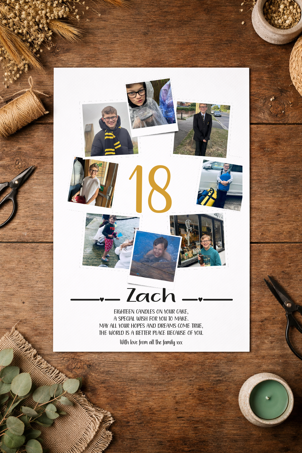 18 photo collage for a milestone special birthday, 8 photos used to create a collage for a special birthday