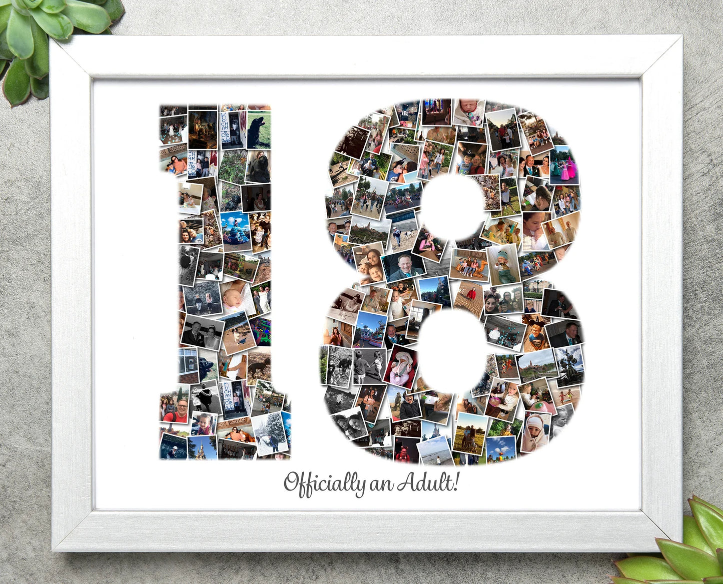 Number Photo Collage: 18th Birthday Gift, Anniversary Print, special birthday, gift for big birthday, photo gift