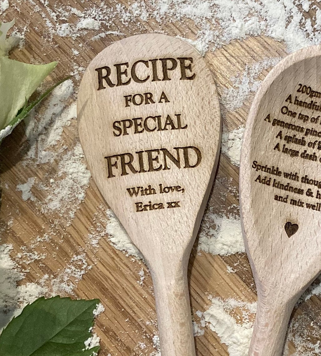 Personalised Wooden Spoon: Recipe for a Special Friend, Baker Gift, gift for best friends, gift for group of friends, best friends. - Emily Jane's Creations