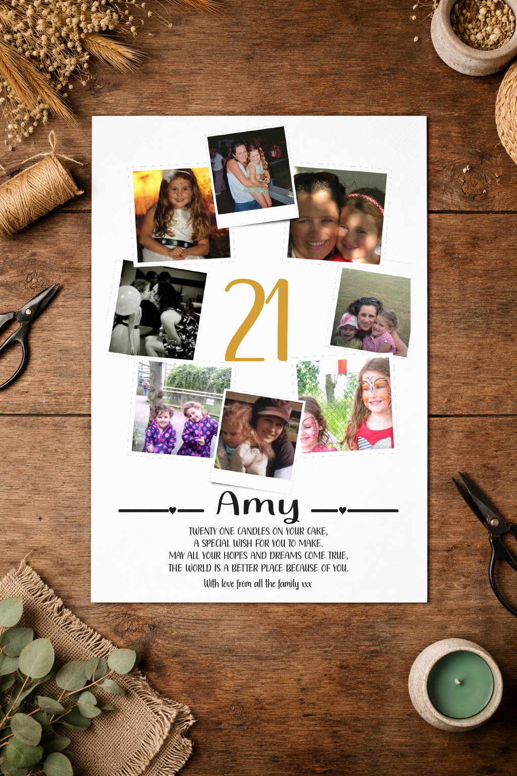 Personalised 21st Birthday Photo Collage Print, Milestone Gift Frame (Copy)