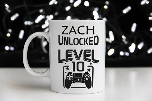 Personalised Gamer Mug: Unlocked Level Birthday Gift, gamer gift, gamer boy, gamer girl