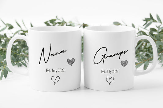 Personalised Grandparent Mugs: New Grandparents Gift, for expectant grandparents, birth announcement, grandchildren, grandparents gift
