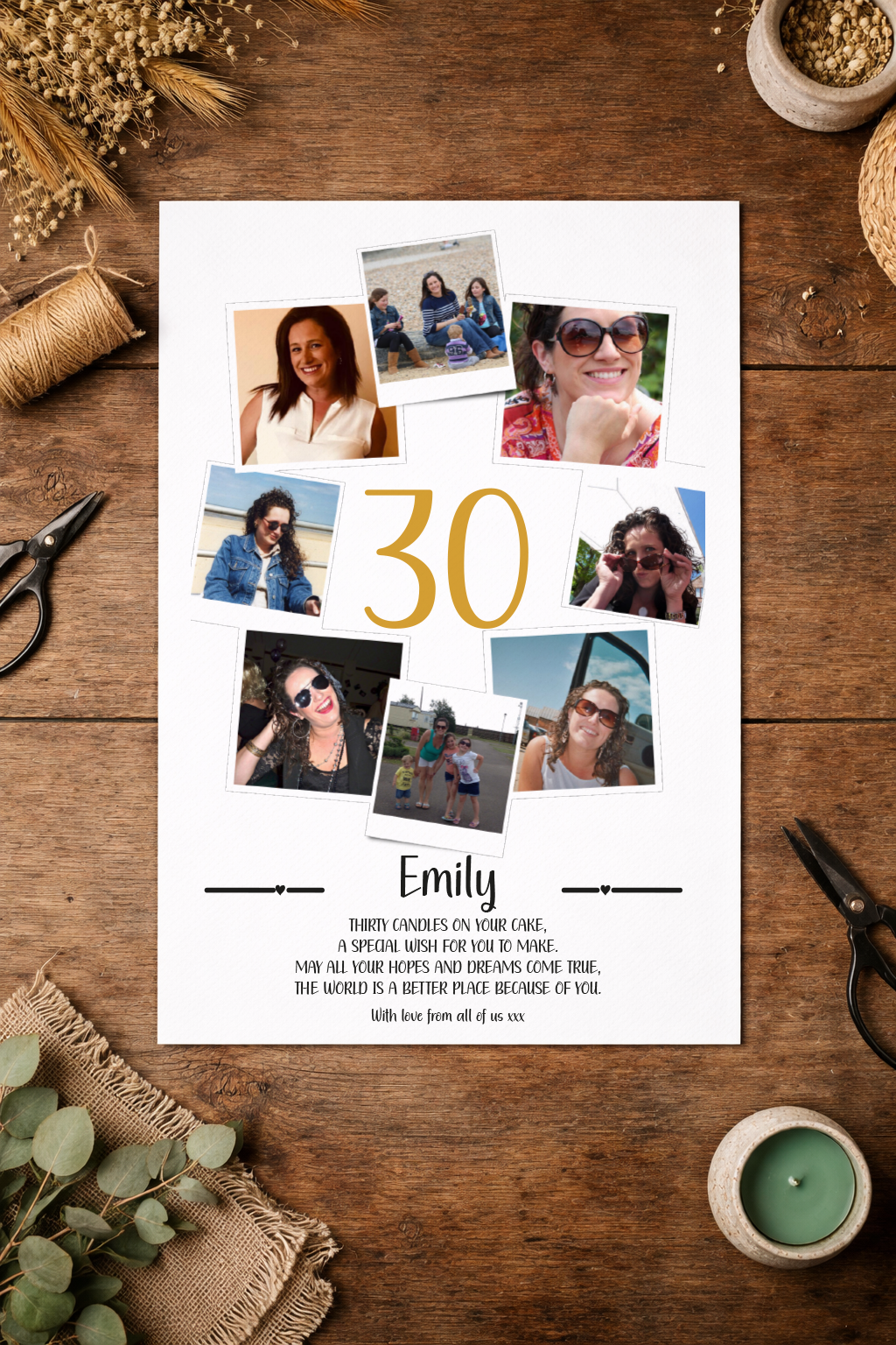 Personalised 30th Birthday Photo Collage Print, Milestone Gift Frame