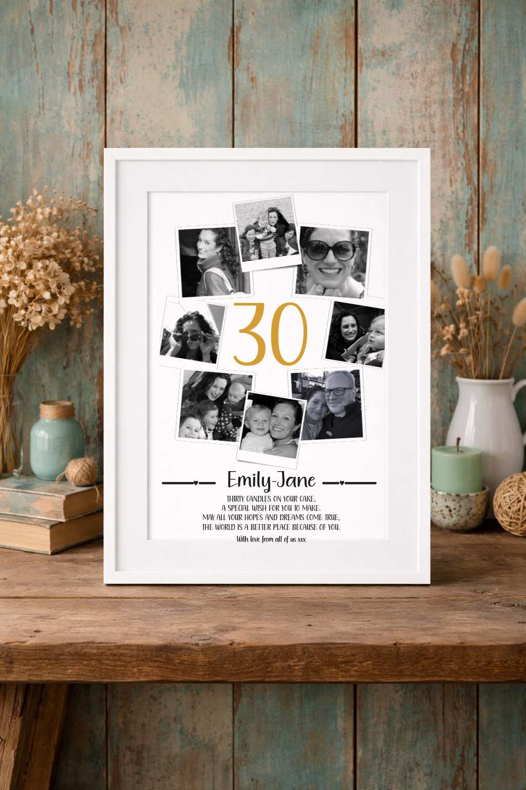 30th birthday gift, photo collage for milestone birthday with thirty poem