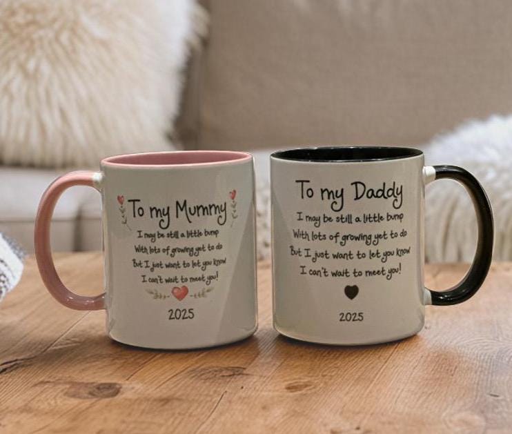 To Mummy  Daddy from Bump - Perfect Gift for Expecting Parents - Birth Announcement Mug Set, 2025, 2026, parents to be, new parents