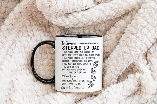 Stepped up dad, step dad gift, step father, step dad quote, gift for step dad, step dad mug, father's day step dad