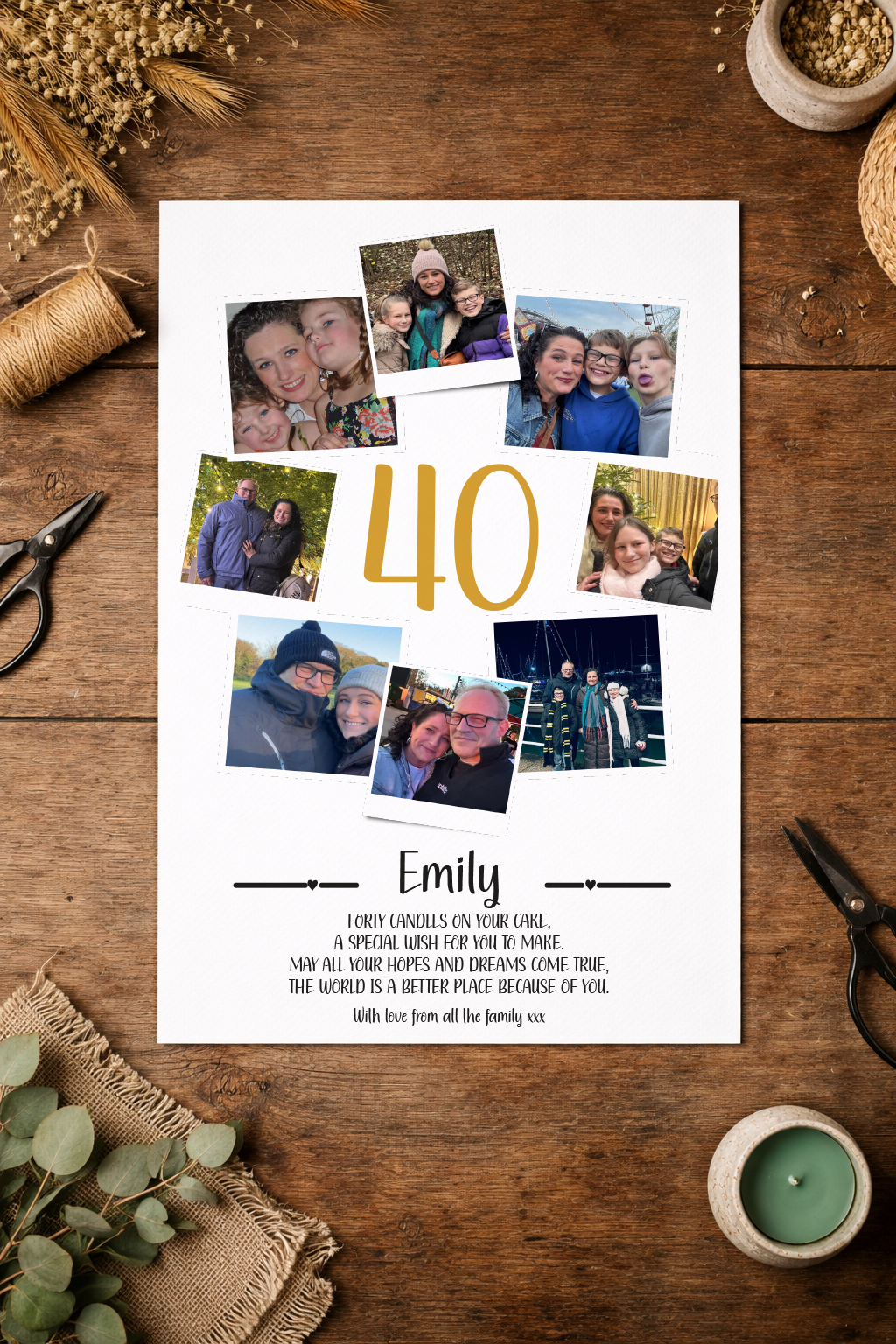 Personalised 40th Birthday Photo Collage Print, Milestone Gift Frame