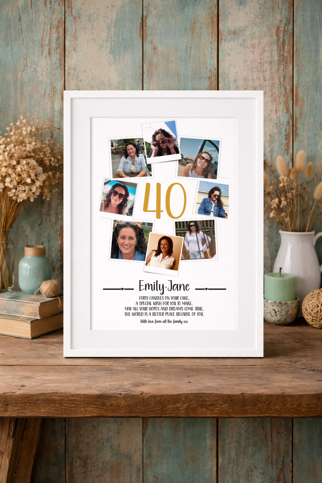 40th birthday gift, photo collage for a mileston birthday, keepsake of memories, gift idea