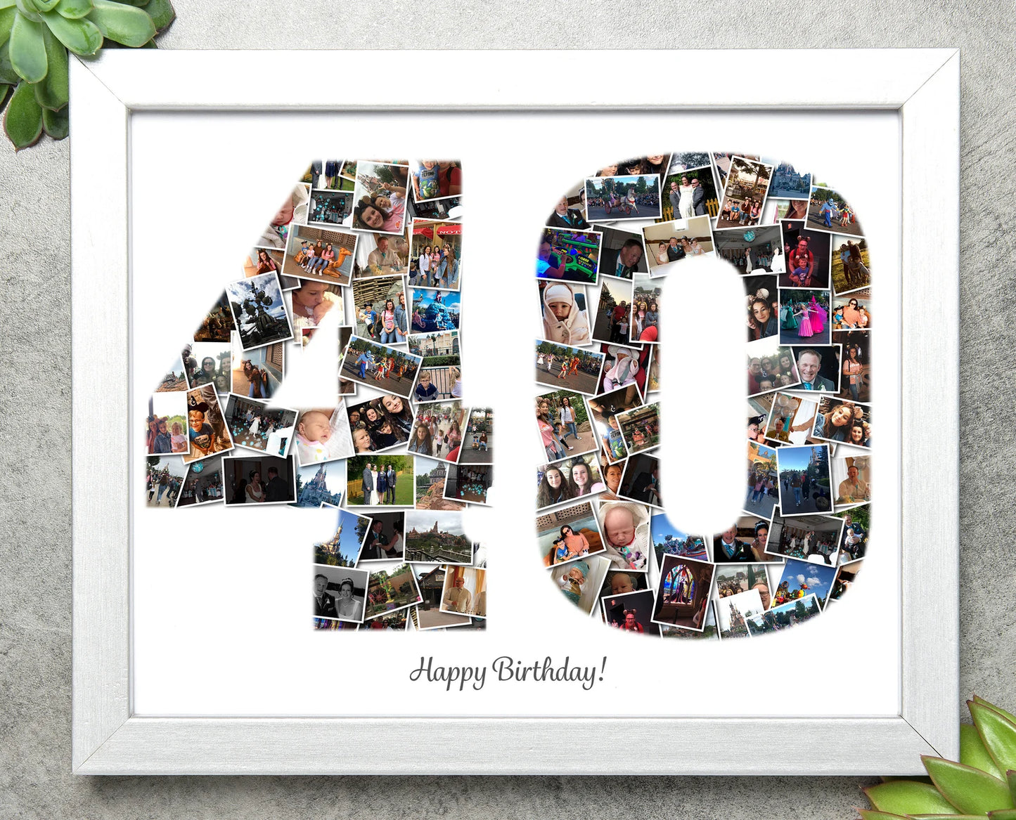Number Photo Collage: 40th Birthday Gift, Anniversary Print, special birthday, gift for big birthday, photo gift