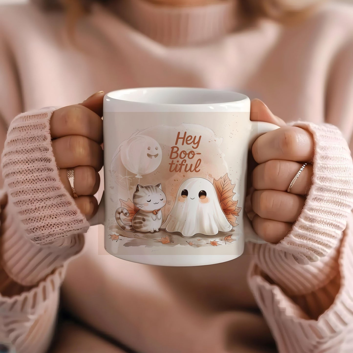 Halloween Ghost Mug: Boo-tiful Autumn Coffee Cup, autumn mug, cute autumn mug, boo basket idea, boo basket mug