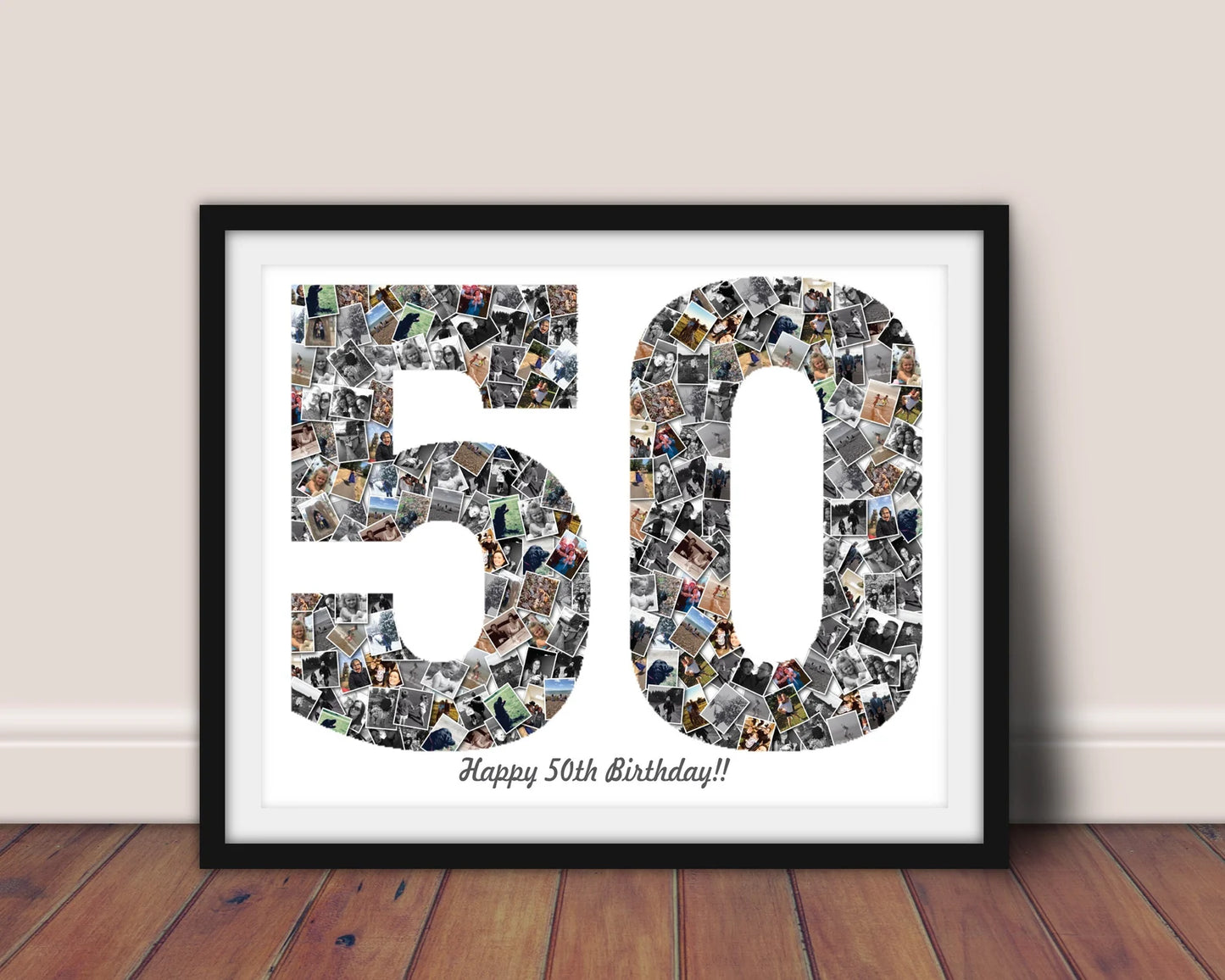 Number Photo Collage: 50th Birthday Gift, Anniversary Print, special birthday, gift for big birthday, photo gift, gift for him