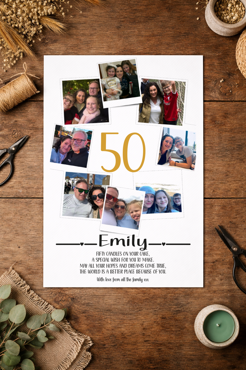 50th birthday print, a collage of photos for a 50th birthday celebration, milestone birthday