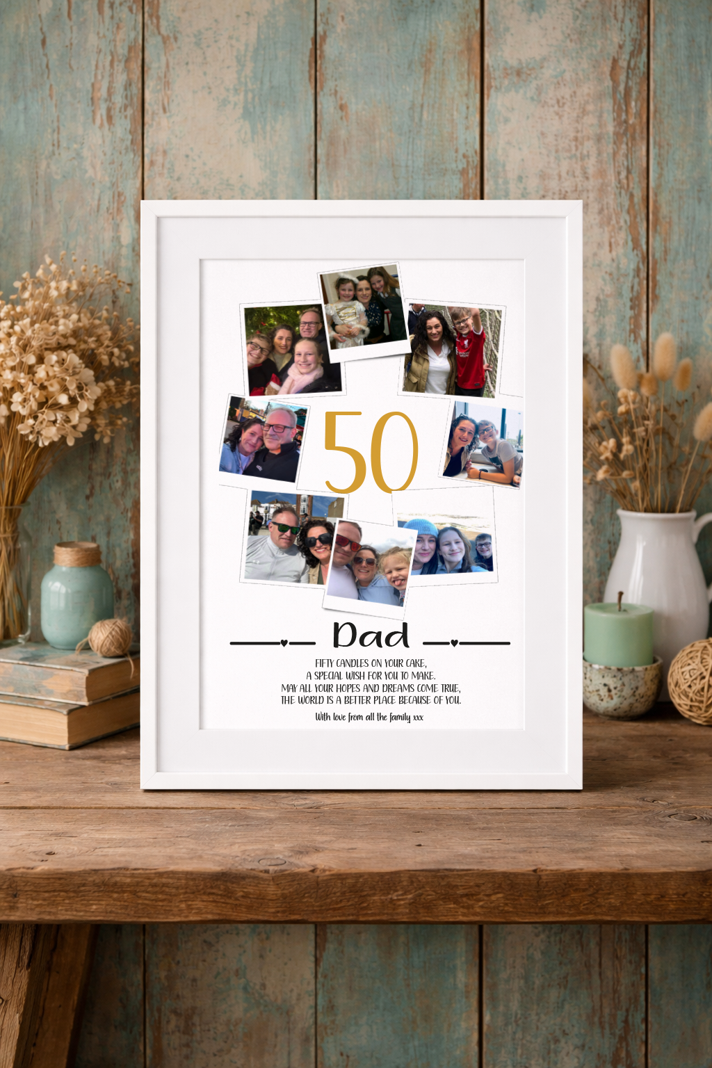Personalised 50th Birthday Photo Collage Print, Milestone Gift Frame