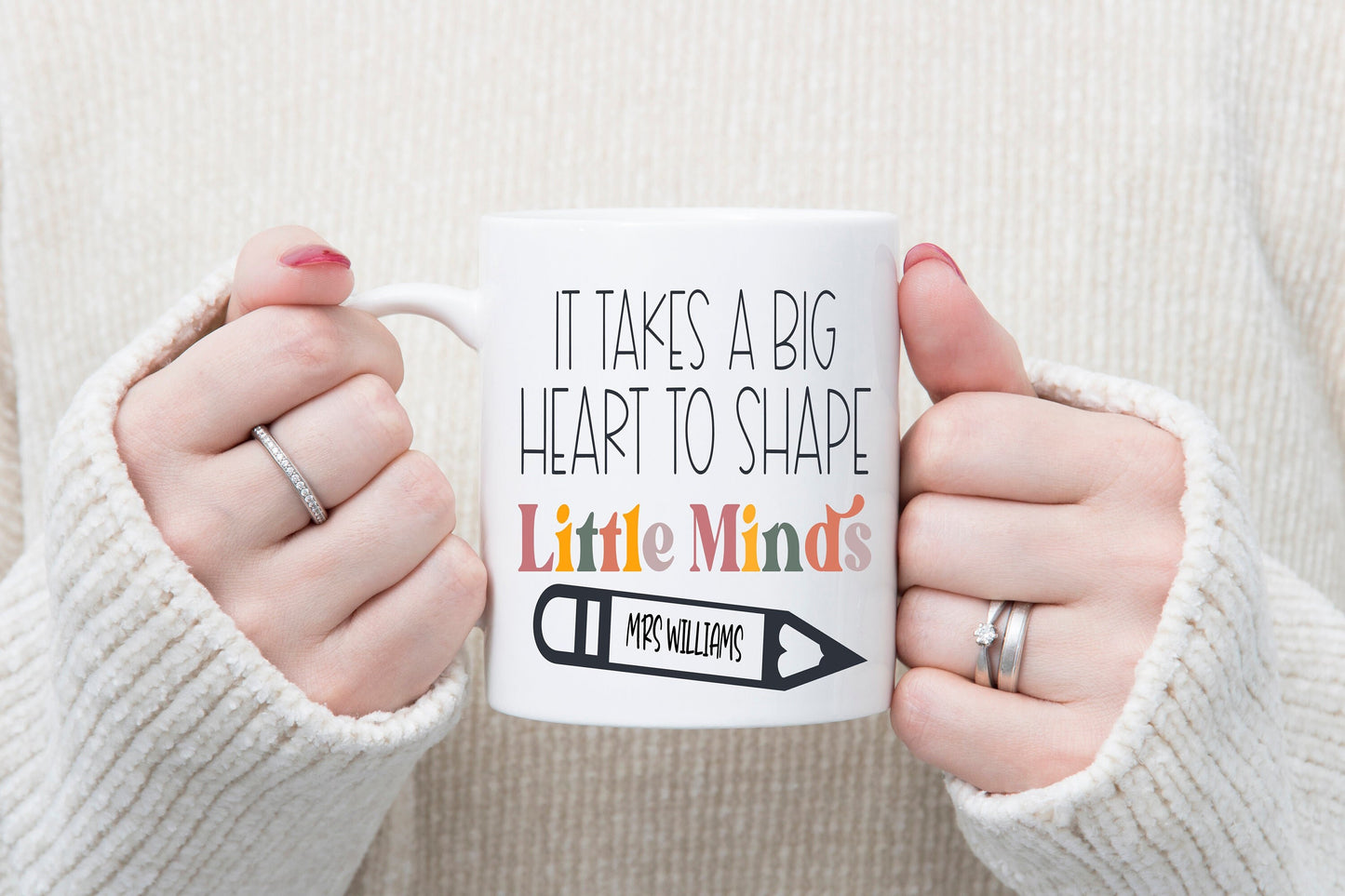 Personalised teacher mug, teacher coaster, teacher gift set, gift for teacher, thank you teacher, big heart little minds, gift for nursery
