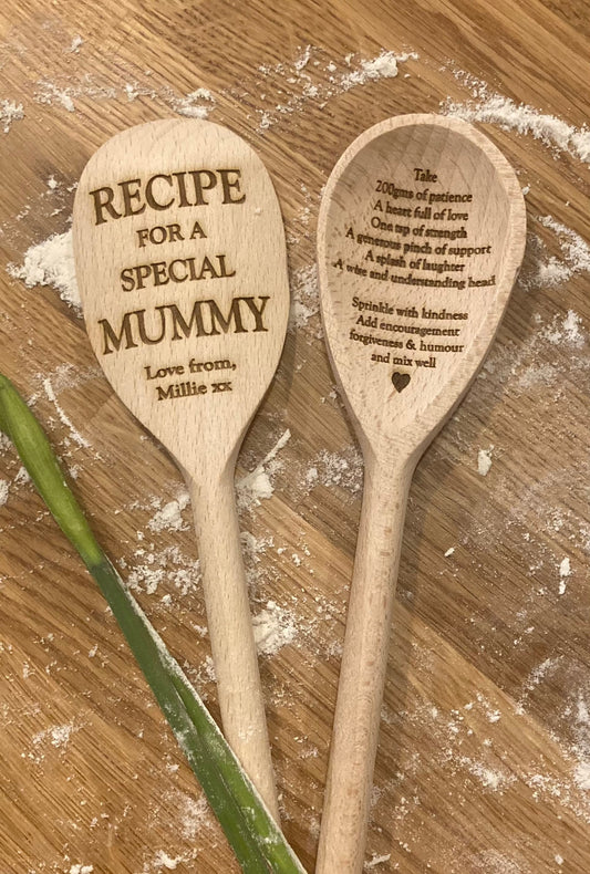 Personalised Wooden Recipe Spoon: Engraved Gift for Mum, special mum gift, unique mum gift, poem for mum, gift for baker, gift for kitchen