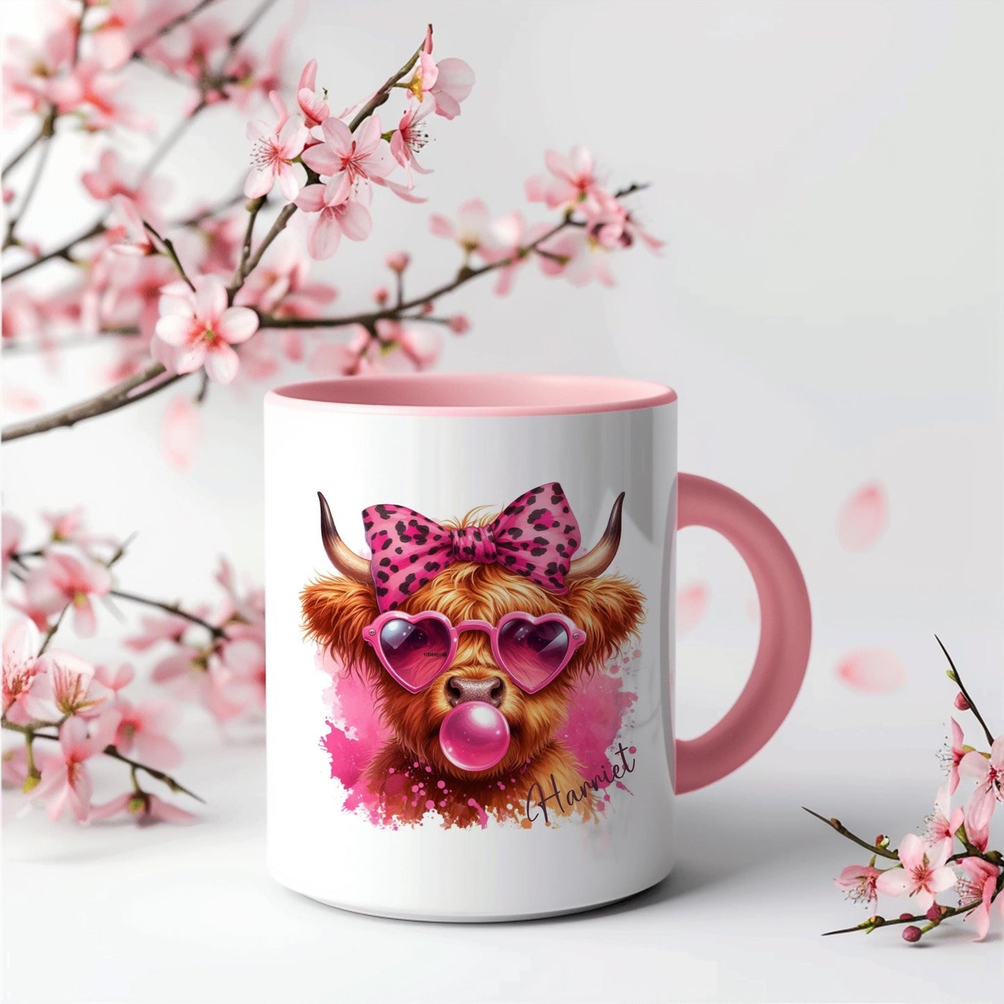 Highland cow, bubblegum design, personalised highland cow, gift for her, highland cow designs. Trending new designs