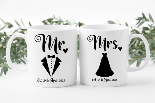 Husband and wife mugs,  anniversary gift, wedding gift, newlyweds, mr and mrs gift, gift for couple, wife gift, hubby, wifey, mr and mrs