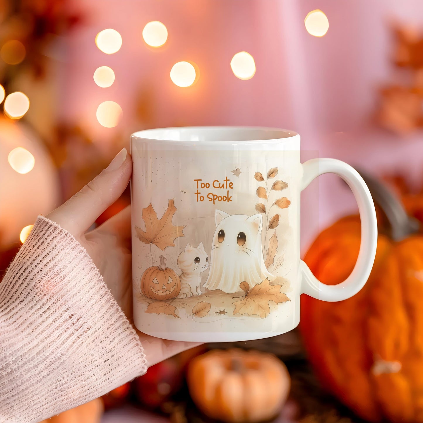 Halloween Mug, Too cute to spook, autumn mug, fall mug, ber months, cosy mug, cosy quote, autumn mug, boo basket, boo gift