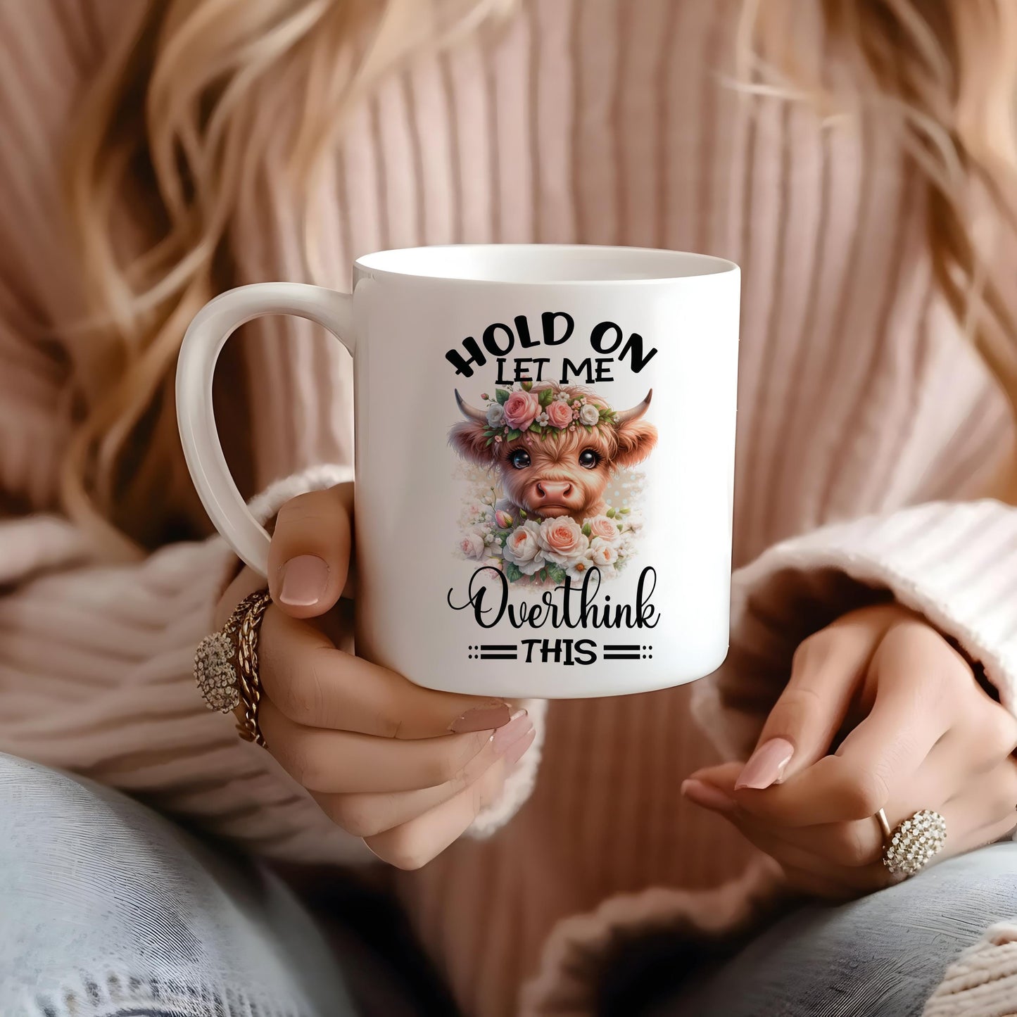 Highland Cow Mug: Funny Overthinking Quote, Sarcastic Gift, autumn mug, coffee lover gift