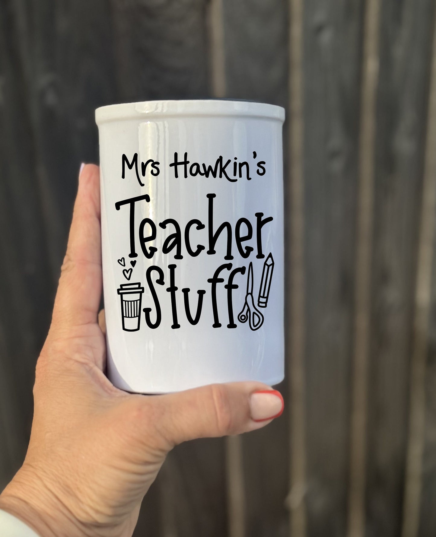 Personalized Ceramic Pencil Pot Holder for Teachers Teaching Assistants Desk Tidy End of Term Gift Thank You Present Fun Teacher Accessory