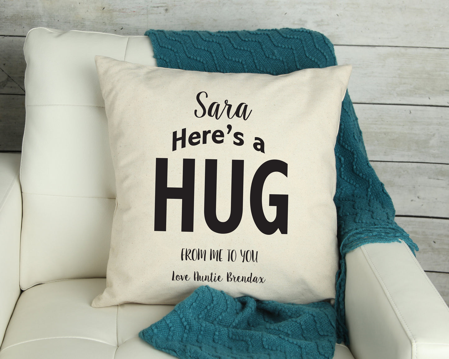 Personalised 'Hug' Throw Pillow: Thinking of You Gift