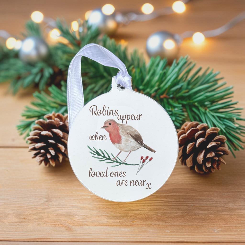 Robins Appear Ornament: Memorial Christmas Tree Decoration, robins appear when loved ones are near