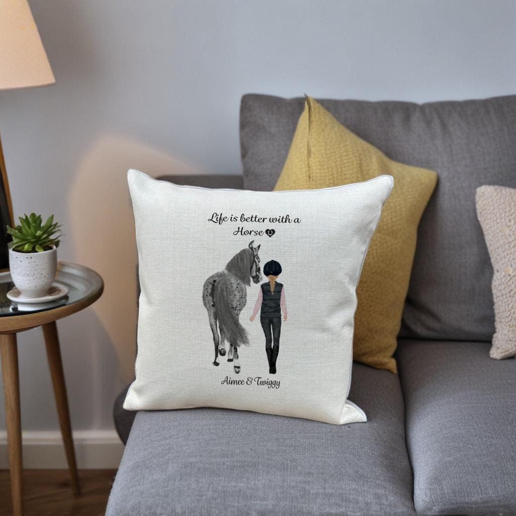 Personalised Horse Lover Cushion: Custom Equestrian Gift, horse lover, horsey gift, rider gift