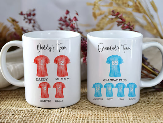Personalised Football mug, gift for football fan, dad's team, grandad's team, personalised football team gift