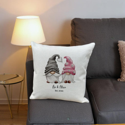 Personalised Gnome Couple Cushion Cute Home Gift for New Couples Unique Wedding  Valentines Day Present First Christmas Decor Custom Names