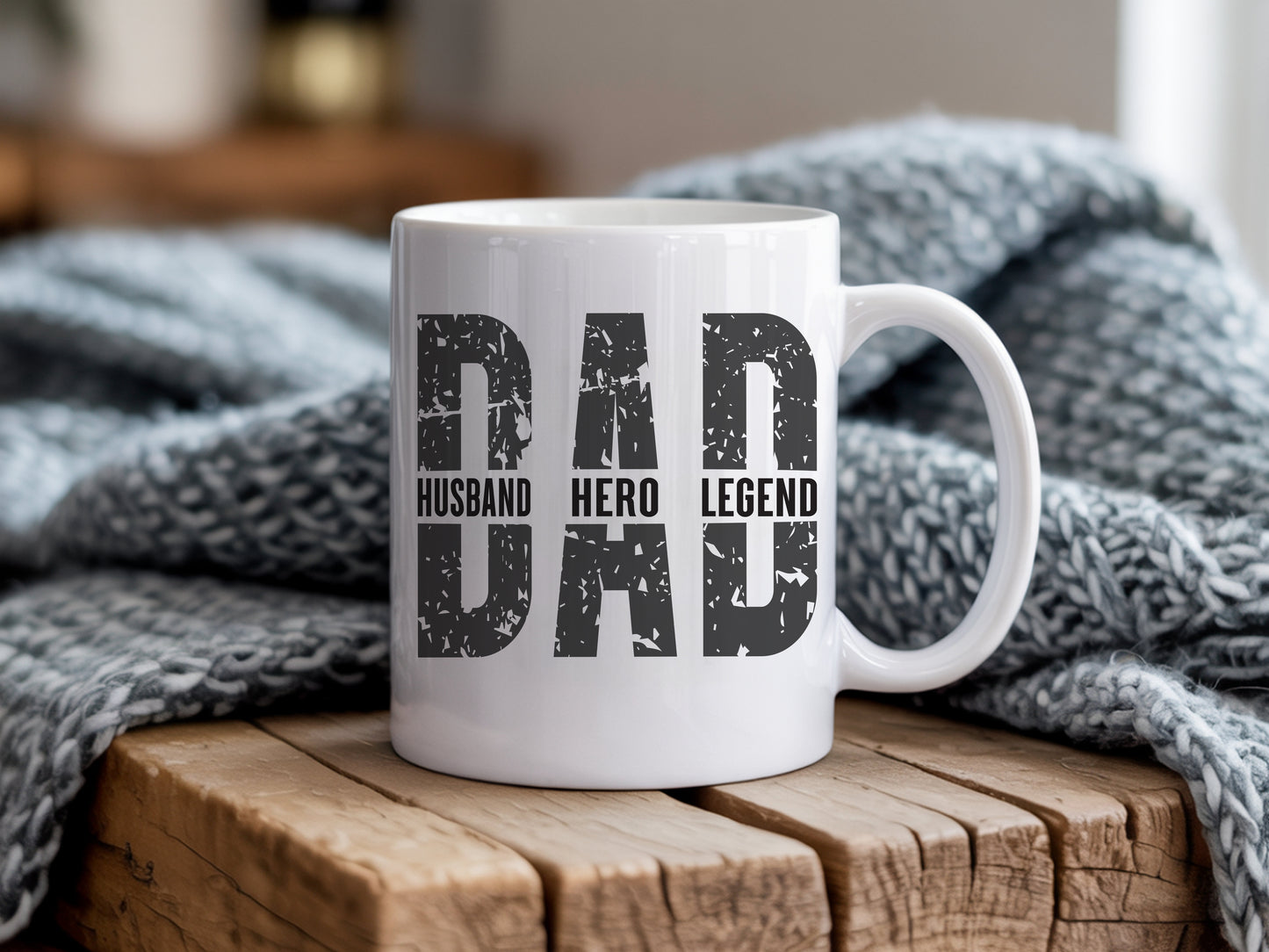 white dad mug with husband hero legend. gift for father, dad, daddy, different fathers day gift