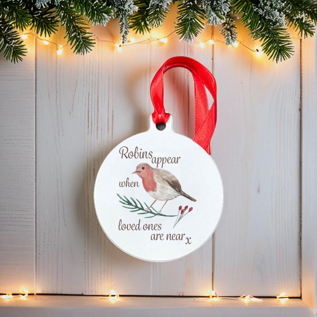 Robins Appear Ornament: Memorial Christmas Tree Decoration, robins appear when loved ones are near