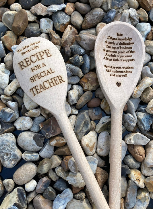 Personalised Wooden Spoon Gift for Teacher Recipe for Special Teacher End Year Teacher Keepsake Cookery Teacher Decoration Unique Teacher