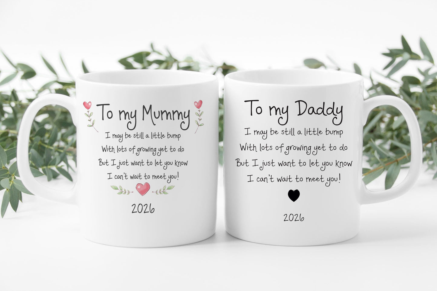 To Mummy  Daddy from Bump - Perfect Gift for Expecting Parents - Birth Announcement Mug Set, 2025, 2026, parents to be, new parents