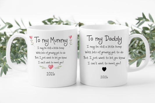 To Mummy  Daddy from Bump - Perfect Gift for Expecting Parents - Birth Announcement Mug Set, 2025, 2026, parents to be, new parents