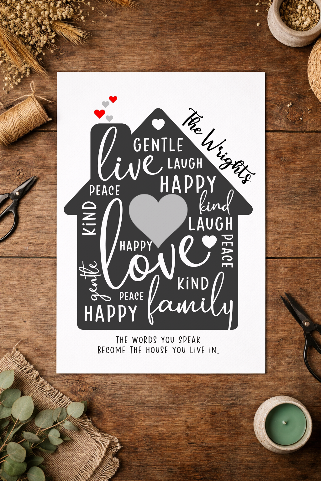 Personalised Family House print, quote, wall decor, word art, family gift