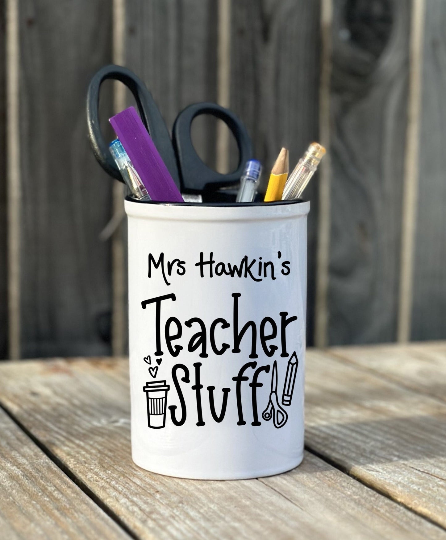Personalized Ceramic Pencil Pot Holder for Teachers Teaching Assistants Desk Tidy End of Term Gift Thank You Present Fun Teacher Accessory