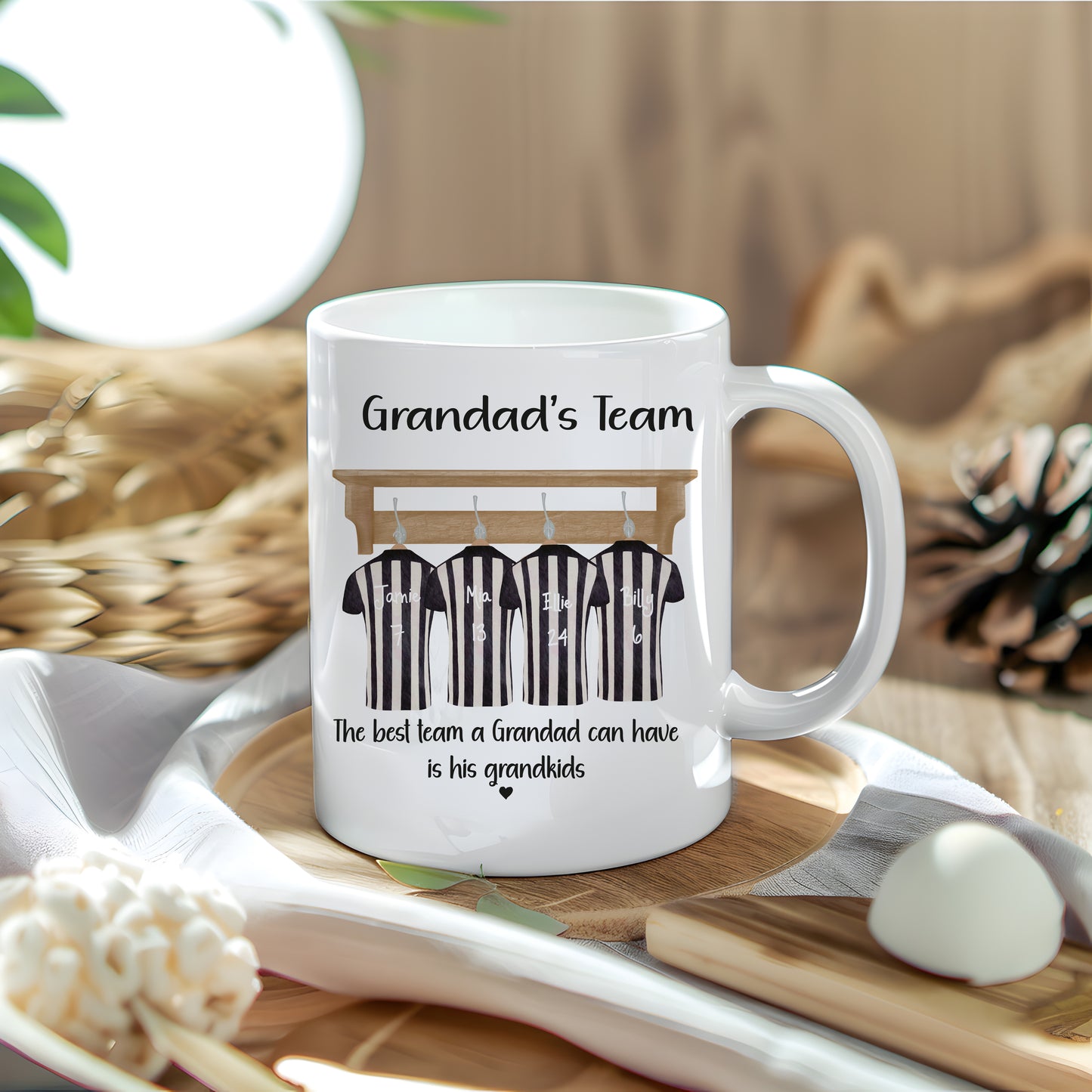 Personalised Football mug, team gift, dad, daddy, grandad, soccer shirts, watercolour tops