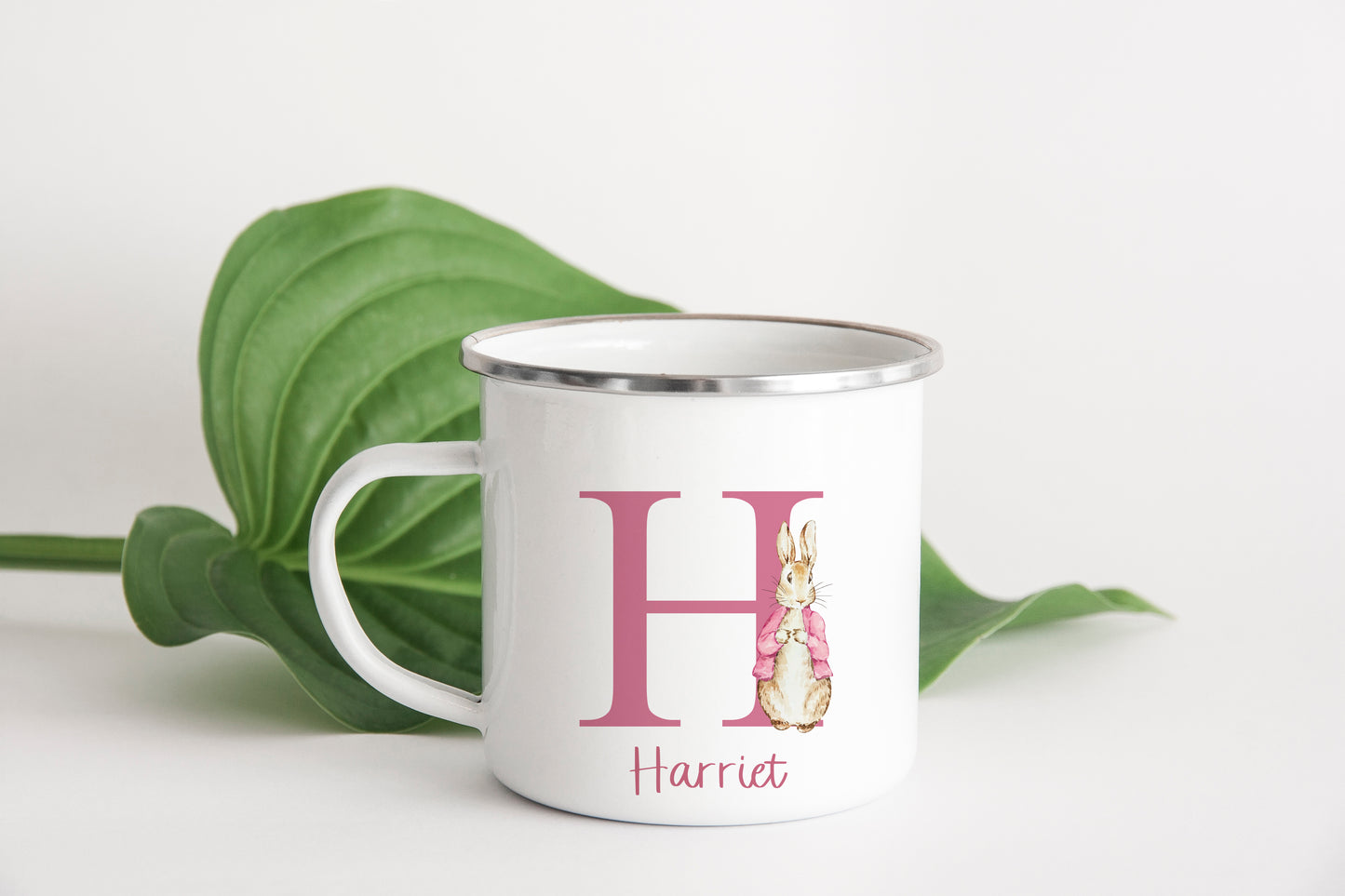 Personalized Peter Rabbit Enamel Mug, Initial & Name, Custom Camp Mug