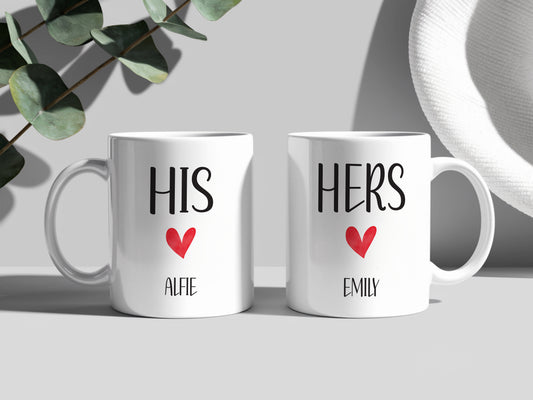 Personalised hers his mug with couple names / Cute Valentine's Day gift / Gift for couples / Anniversary Gifts / Husband and wife Mug