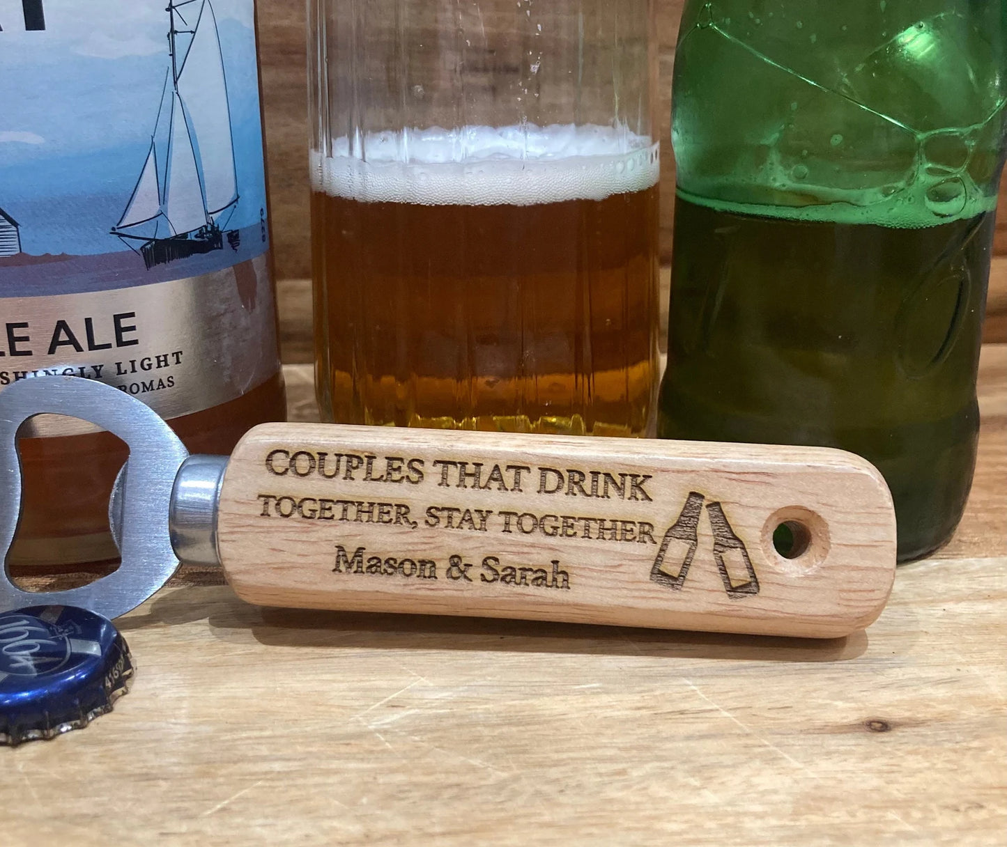 Personalied engraved bottle opener. Couple gift, valentines gift, gift for couple, gift for him, gift for her, drink together, engraved gift
