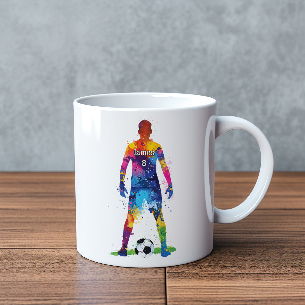 Personalised football gift, male footballer, soccer player, men's football team, watercolour football theme