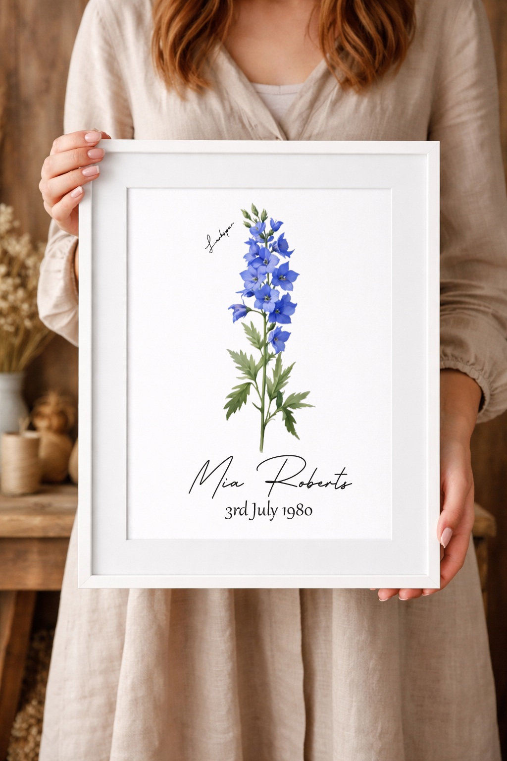 Personalised Birth flower print, birthday milestone gift idea, wall art, home print, unique flowers